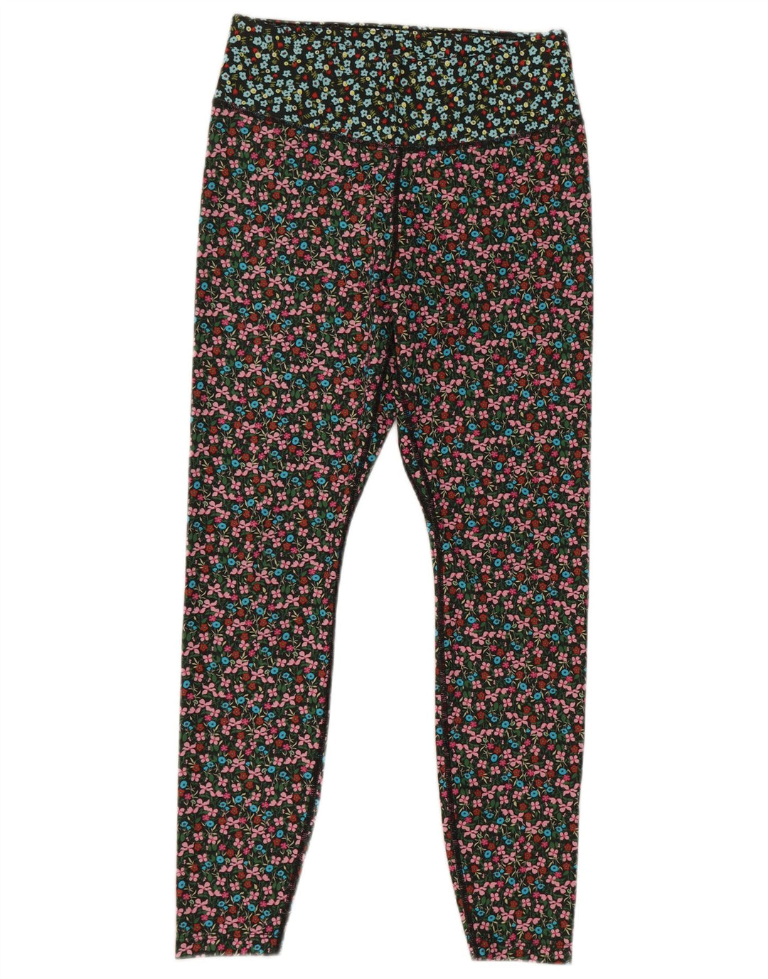 Nike Dame Dri Fit Leggings UK 14 Medium Multicolored Floral Polyester