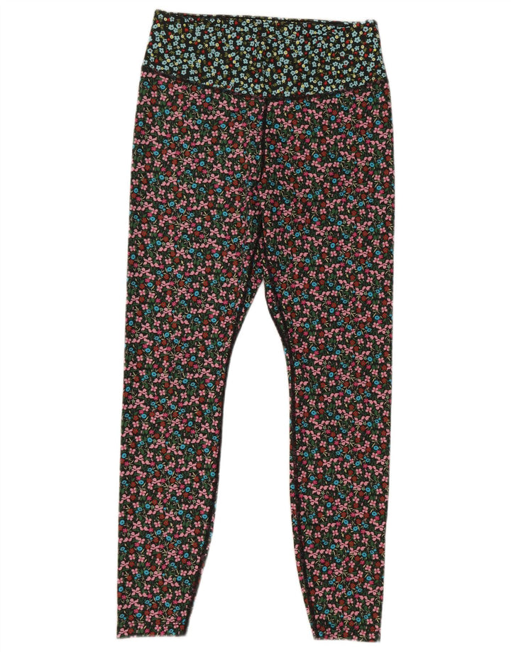 Nike Dame Dri Fit Leggings UK 14 Medium Multicolored Floral Polyester