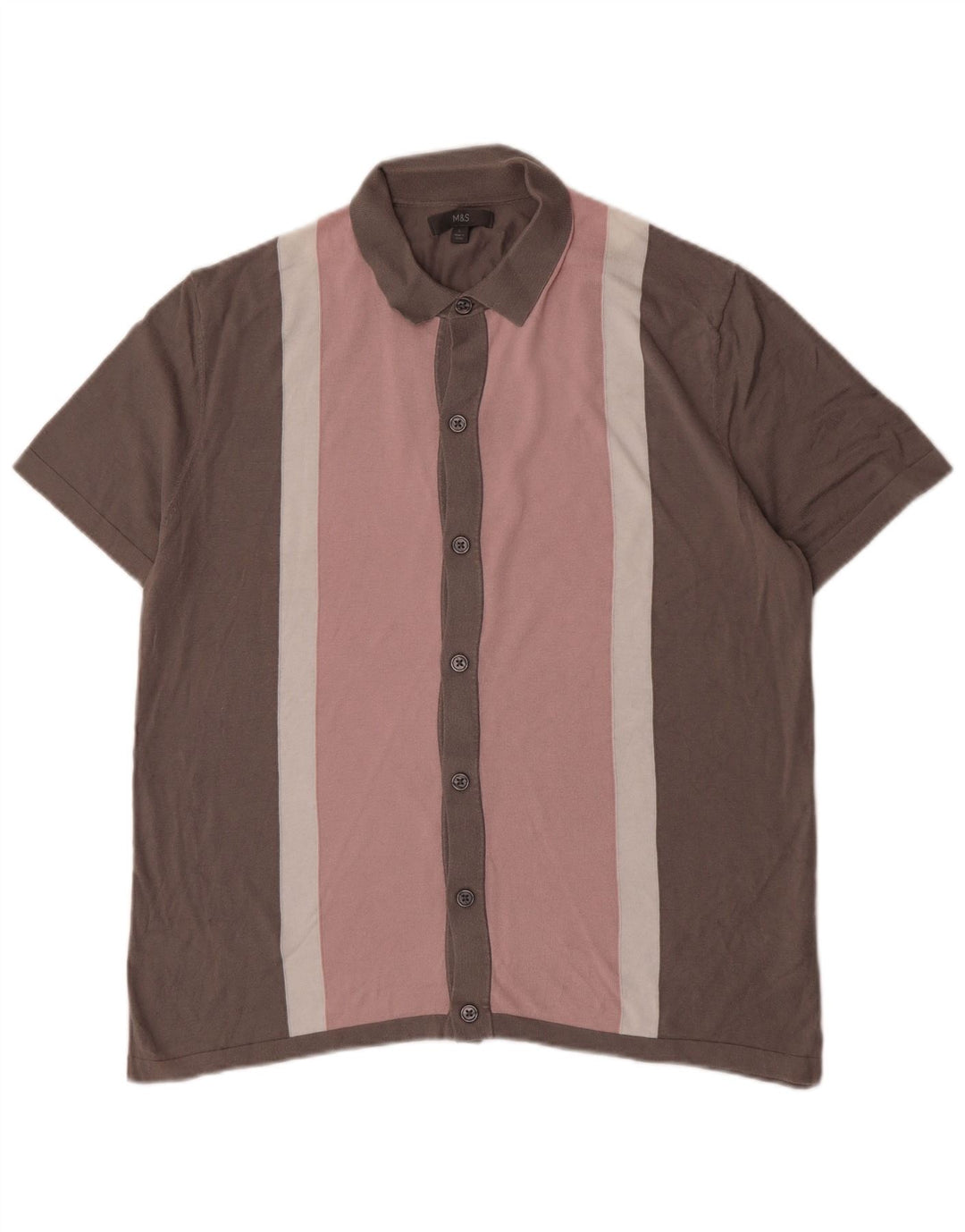 Marks & Spencer Kortærmet Herreskjorte Stor Pink Colourblock Bomuld