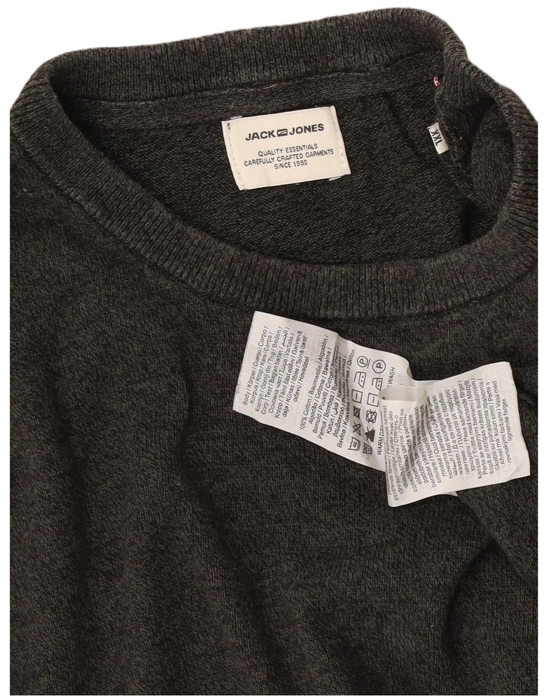 Jack & Jones Herre sweater med rund hals 2XL grå bomuld