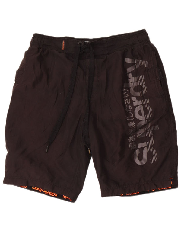 Superdry Grafiske svømmeshorts til mænd, medium sort polyester