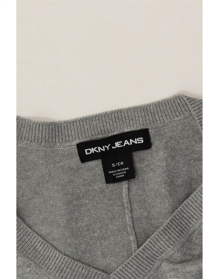 Dkny Dame V-hals sweater UK 10 Small Grey Viscose