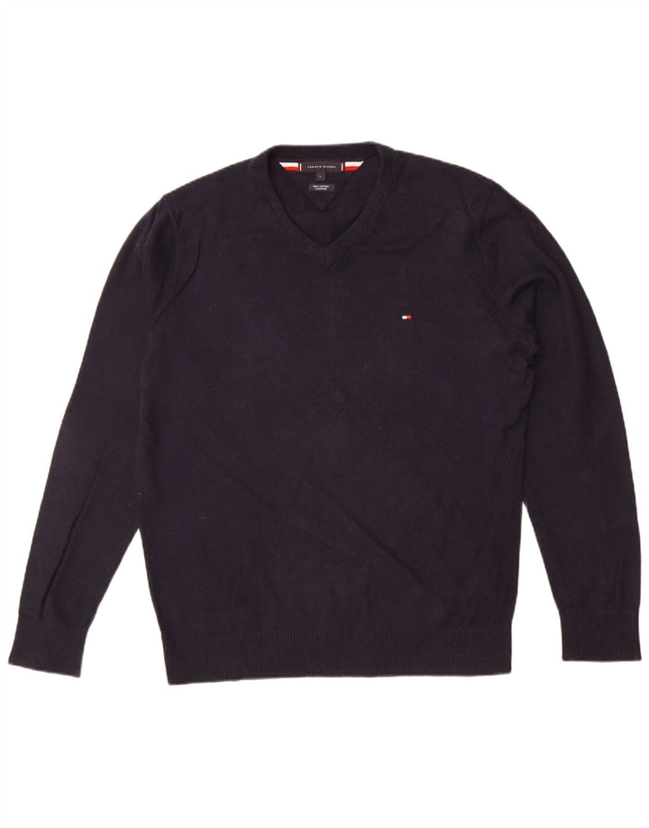 Tommy Hilfiger Herre V-hals sweater Stor marineblå bomuld