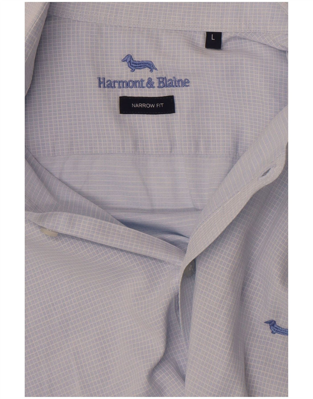 Harmont & Blaine Herre Narrow Fit Shirt Large Blue Gingham