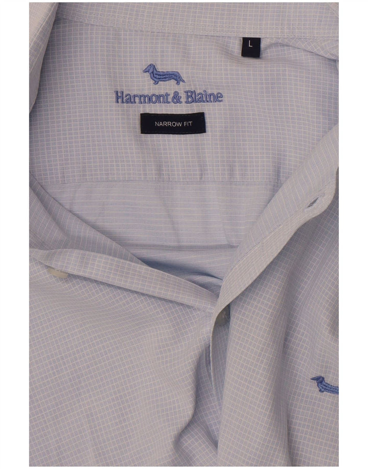 Harmont & Blaine Herre Narrow Fit Shirt Large Blue Gingham