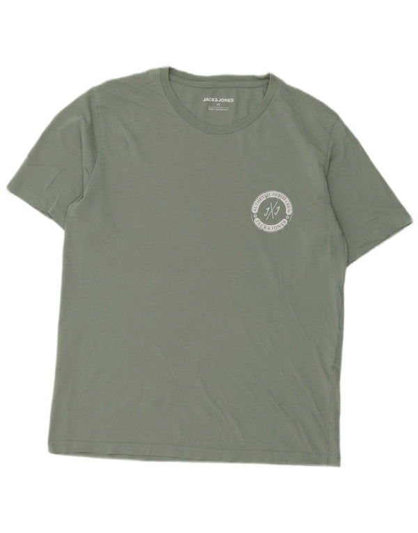 Jack & Jones Mens T-Shirt Top Medium Green Cotton
