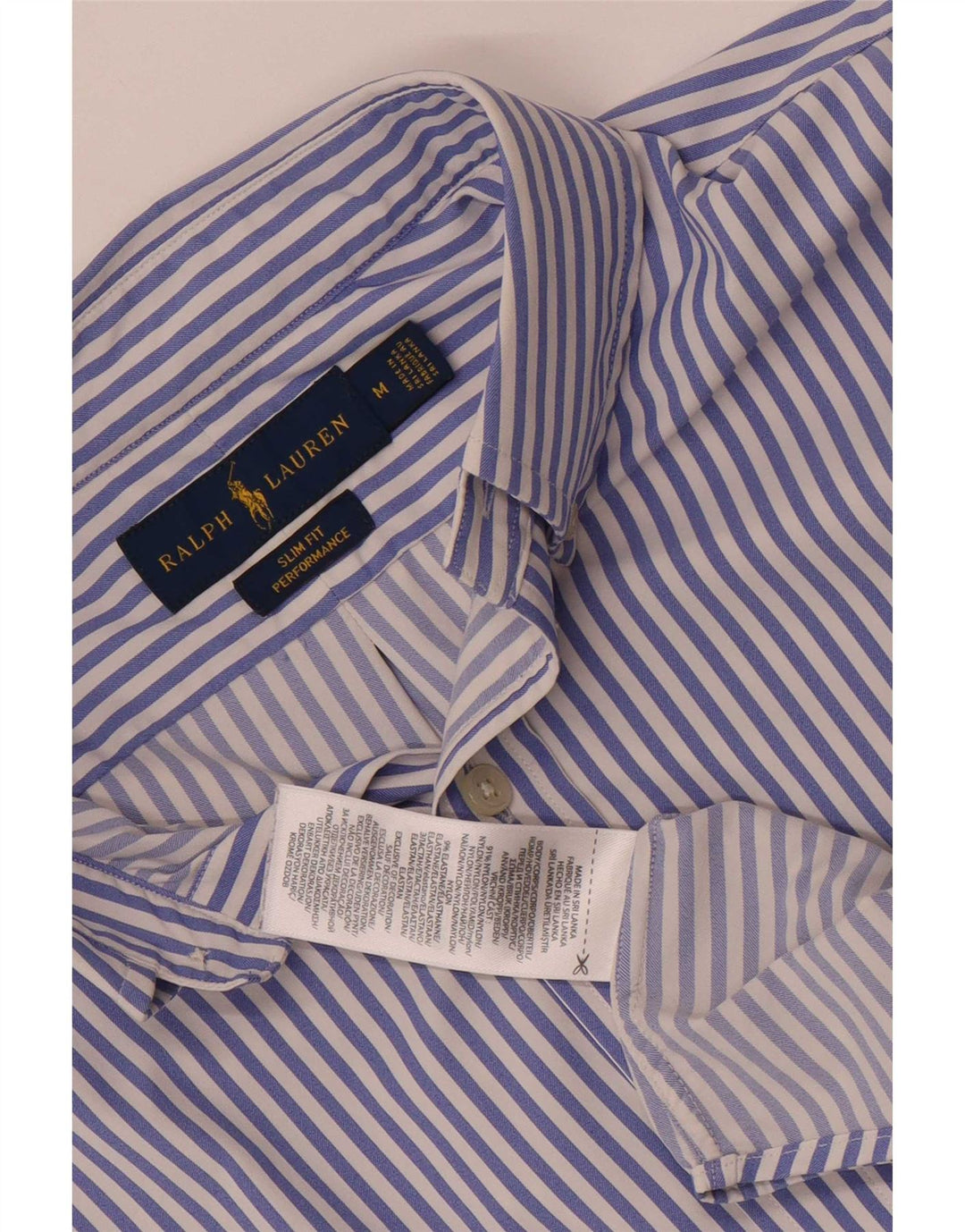 Ralph Lauren Herre Slim Fit skjorte Medium Blue Pinstripe Nylon