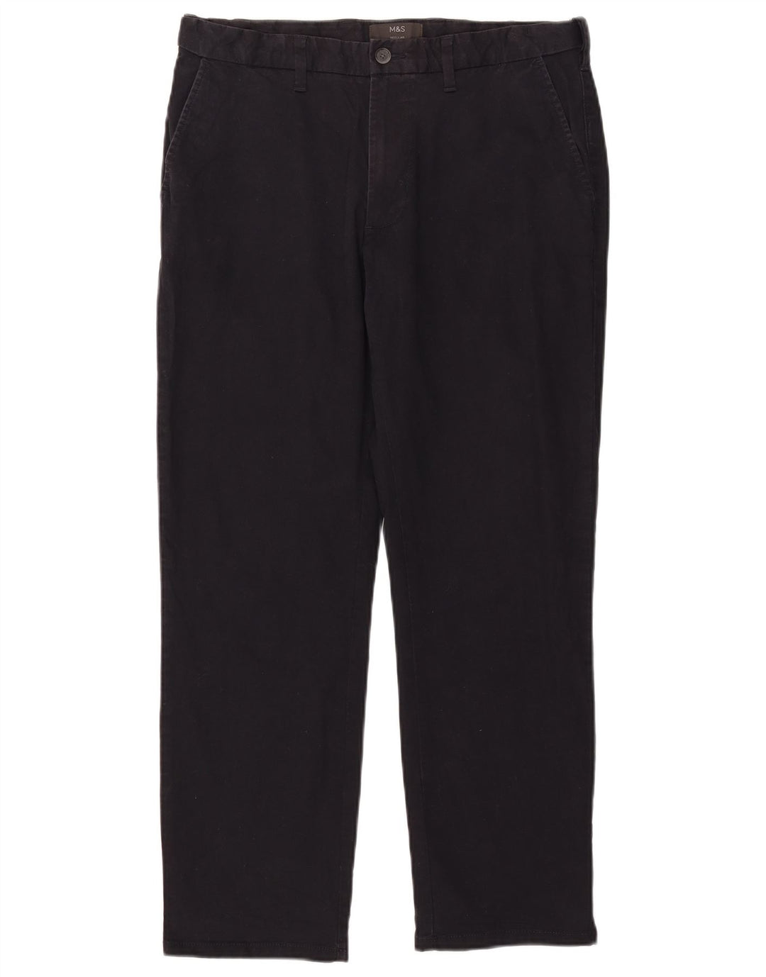 Marks & Spencer Herre Regular Chino Bukser W34 L29 Sort Bomuld