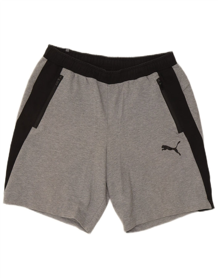 Puma Sportshorts til mænd, store grå farveblokke bomuld