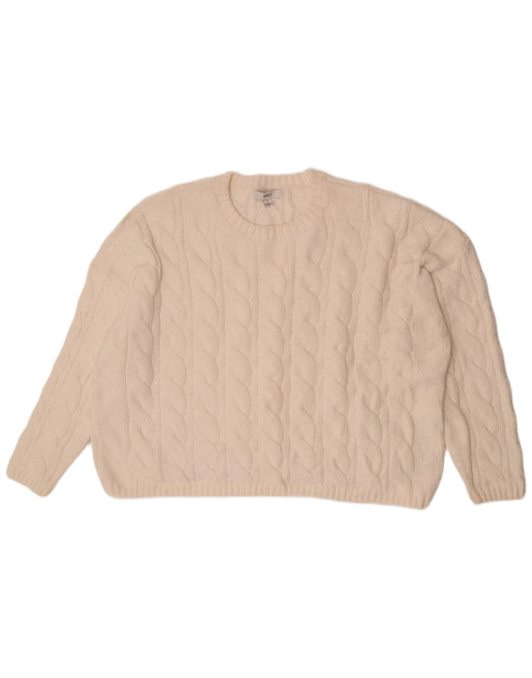 Marks & Spencer Dame Crop Crew Neck Jumper Sweater UK 18 XL Off White