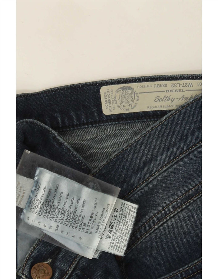Diesel Dame Belthy-Ankel Regular Slim Straight Jeans W27 L27 Blå Bomuld