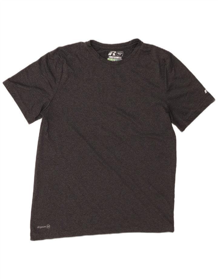 RUSSELL ATHLETIC Herre Dri-Power T-Shirt Top Lille grå Flecked Polyester