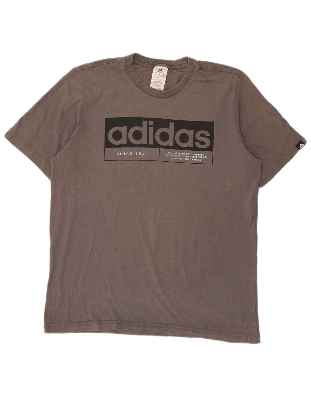Adidas Herre grafisk T-shirt top mellemgrå bomuld