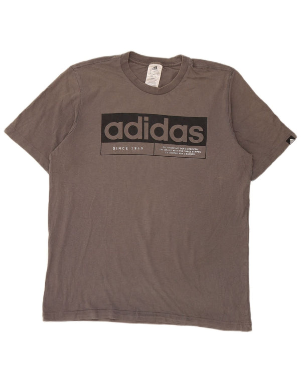 Adidas Herre grafisk T-shirt top mellemgrå bomuld