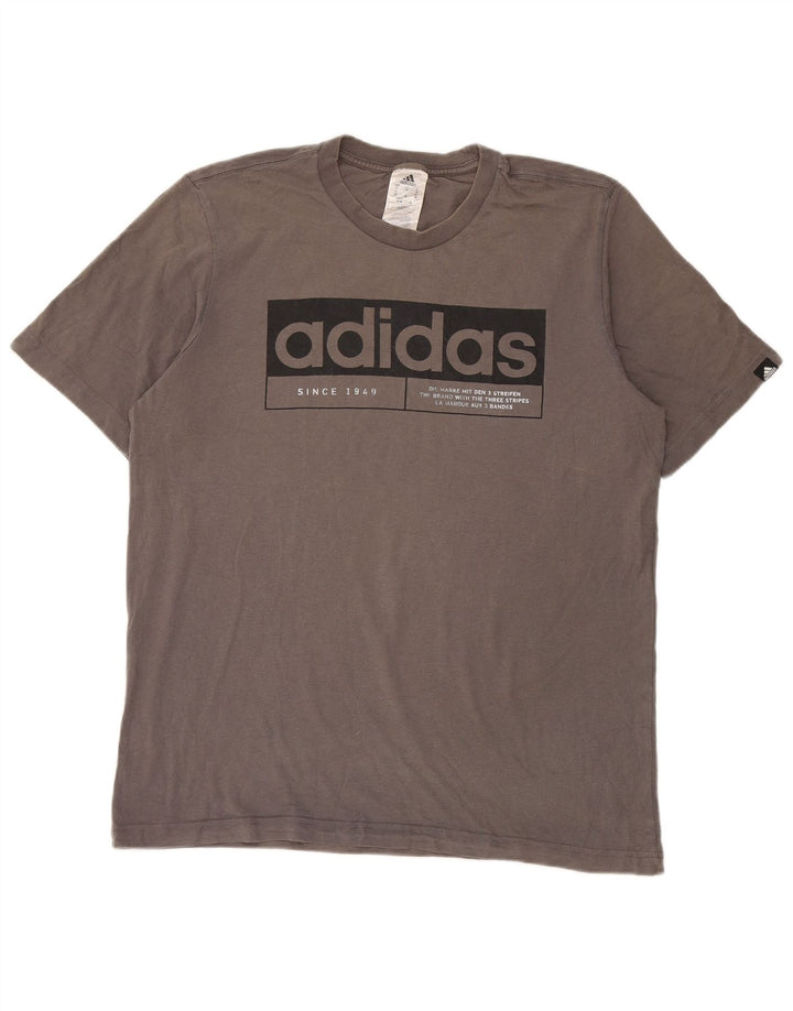 Adidas Herre grafisk T-shirt top mellemgrå bomuld