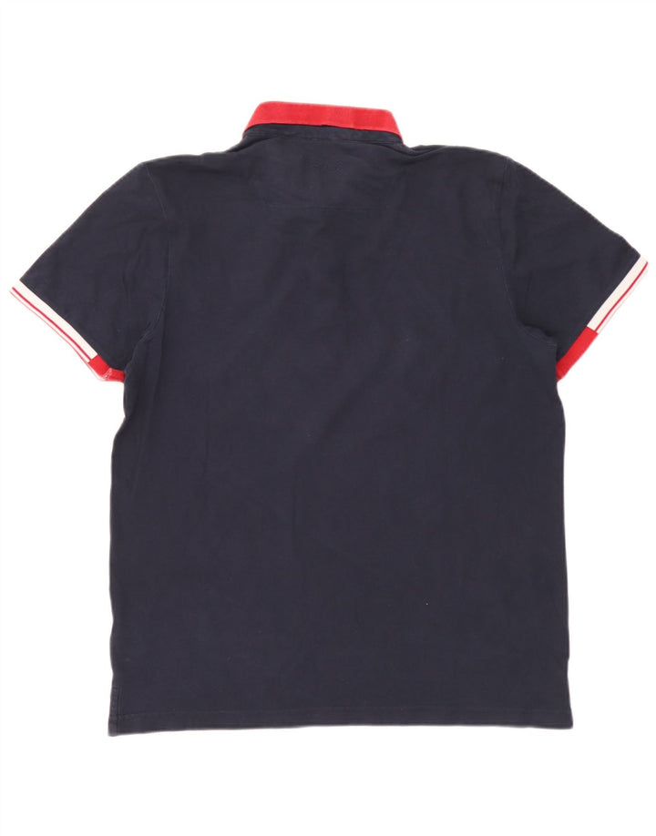 Fila Polo Shirt til mænd Large Navy Blue Colourblock Bomuld