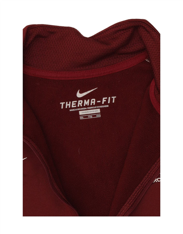 NIKE Mens Therma-Fit Zip Neck Sweatshirt Jumper 2XL Red Polyester