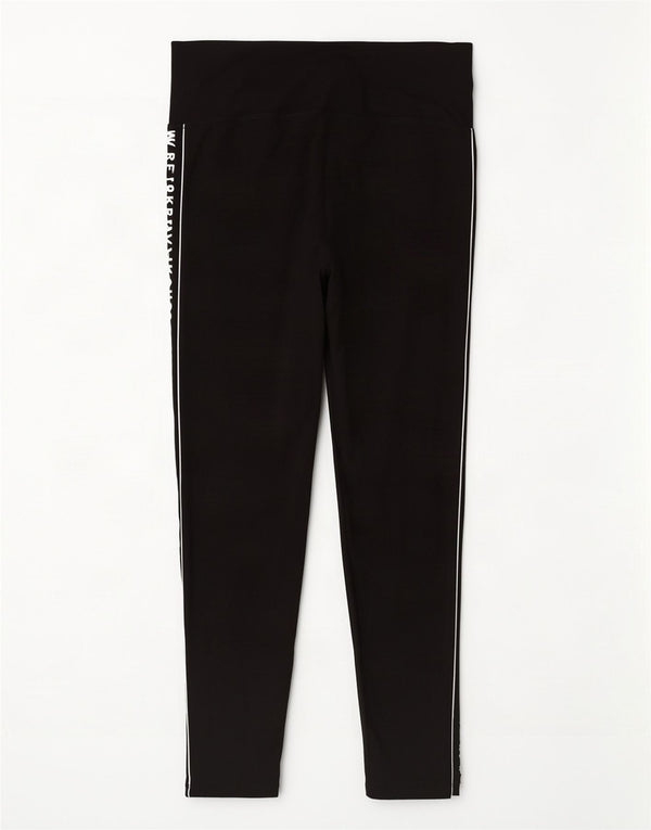 Dkny Dame Grafiske Leggings UK 14 Medium Sort Bomuld