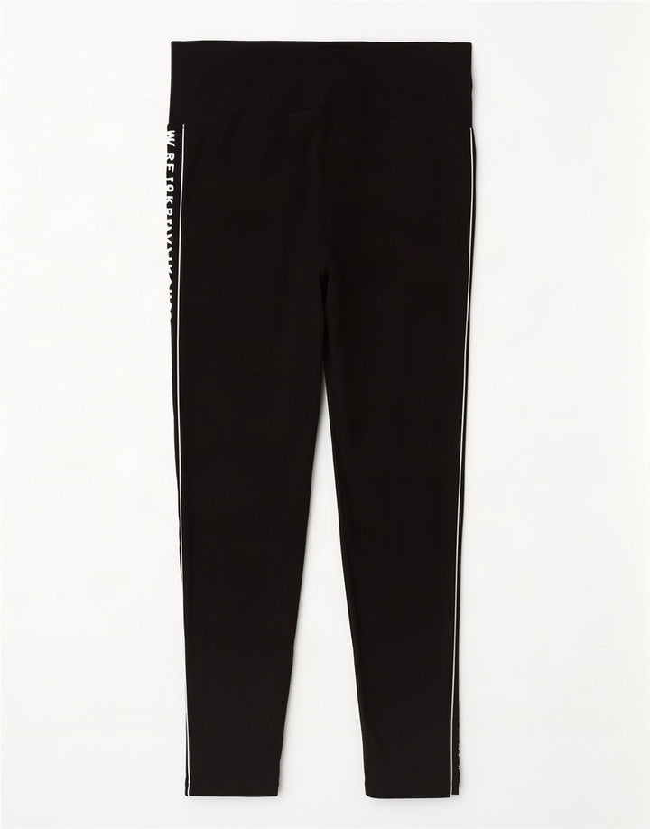Dkny Dame Grafiske Leggings UK 14 Medium Sort Bomuld