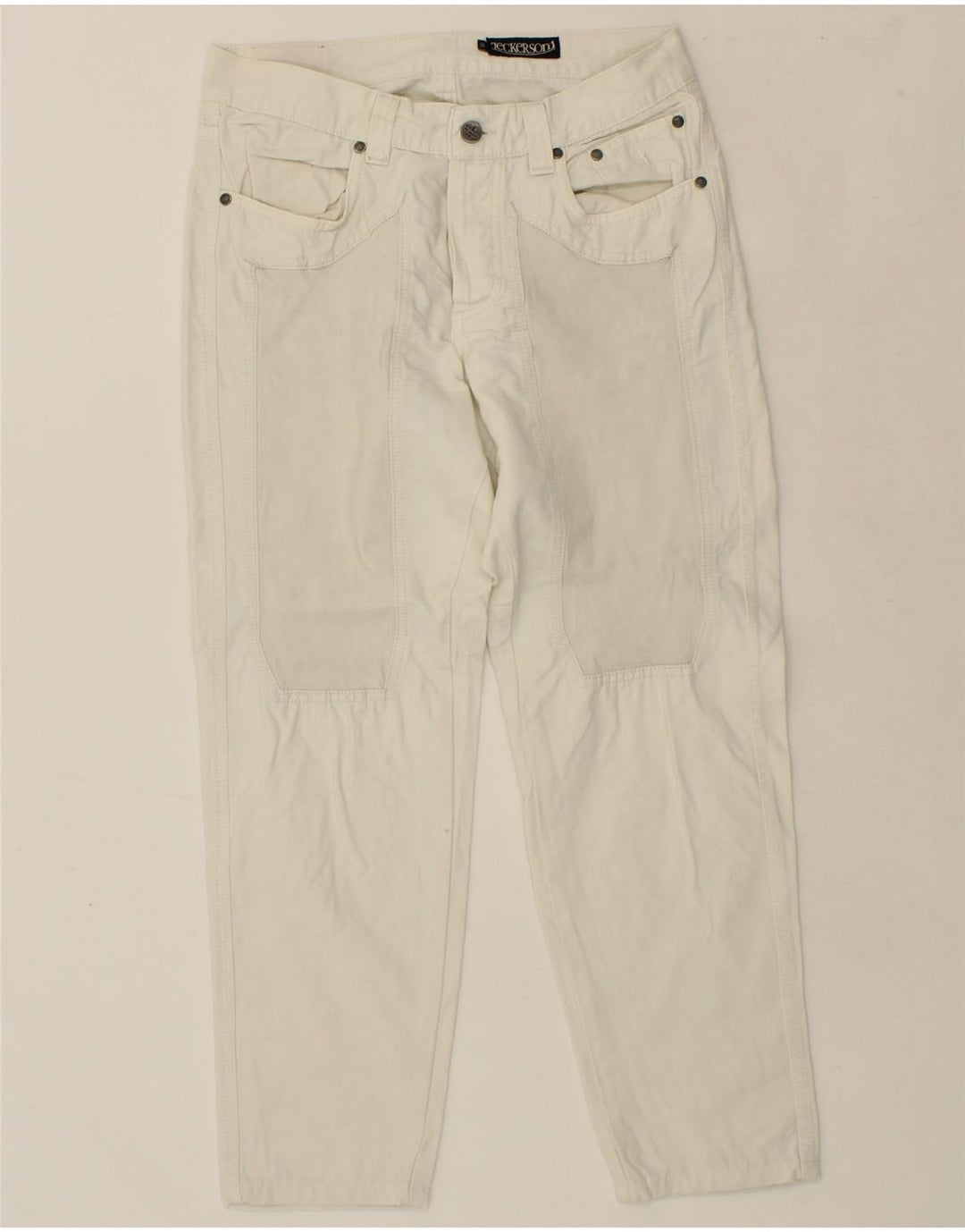 JECKERSON Mens Cropped Trousers W33 L26  White Cotton Vintage Jeckerson and Second-Hand Jeckerson from Messina Hembry 