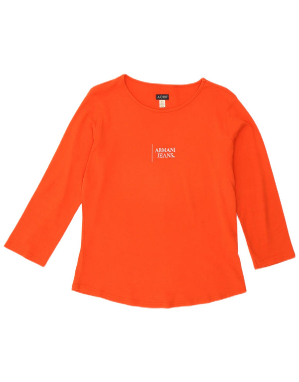 Armani Dame Grafisk Top Langærmet UK 18 XL Orange Bomuld
