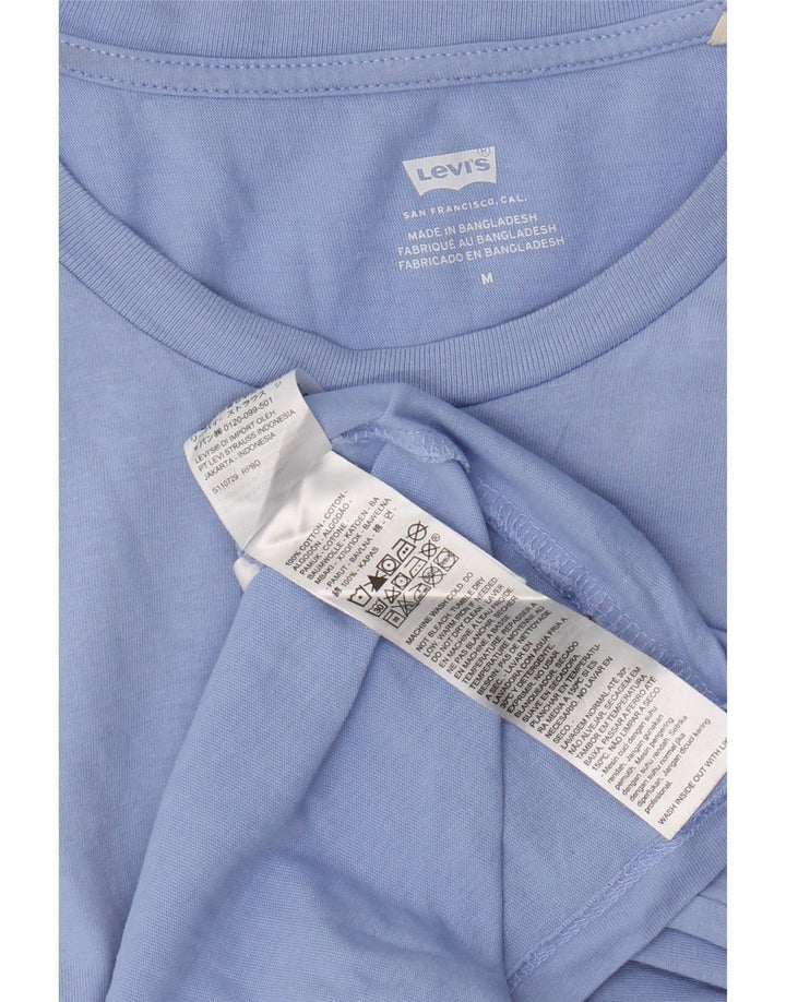Levi's Grafisk T-shirt top til kvinder UK 12 Mellemblå bomuld