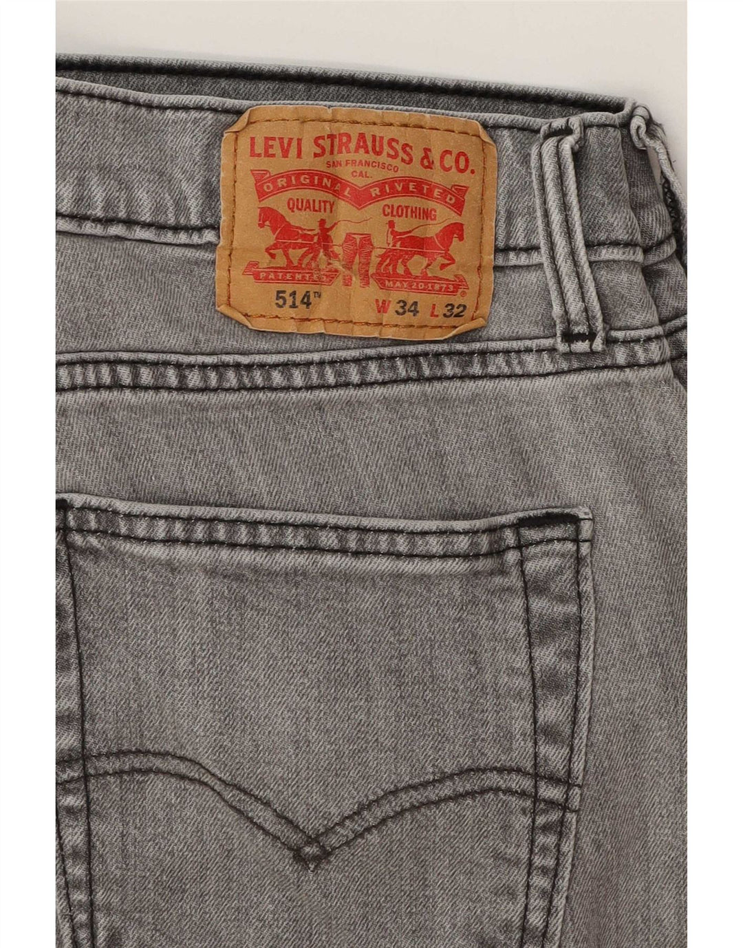 Levi's Herre 514 Straight Jeans W34 L32 Grå Bomuld
