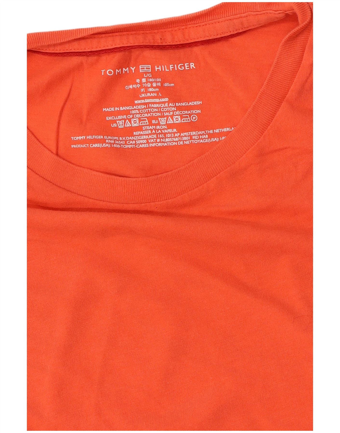 Tommy Hilfiger Herre T-Shirt Top Stor Orange Bomuld
