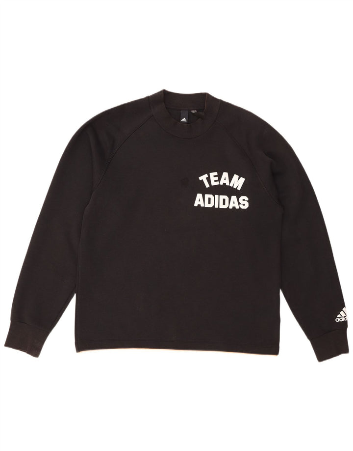 ADIDAS grafisk sweatshirt til mænd, stor sort bomuld