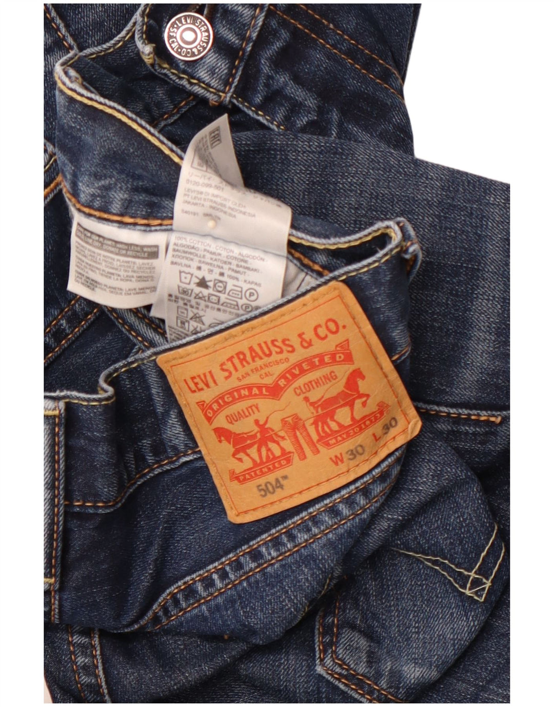 LEVI'S Herre 504 Straight Jeans W30 L30 Blå Bomuld