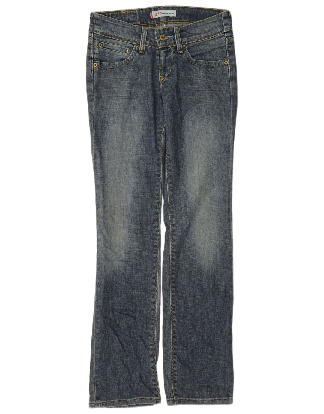 Levi's Dame 570 Straight Jeans W28 L32 Blå Bomuld