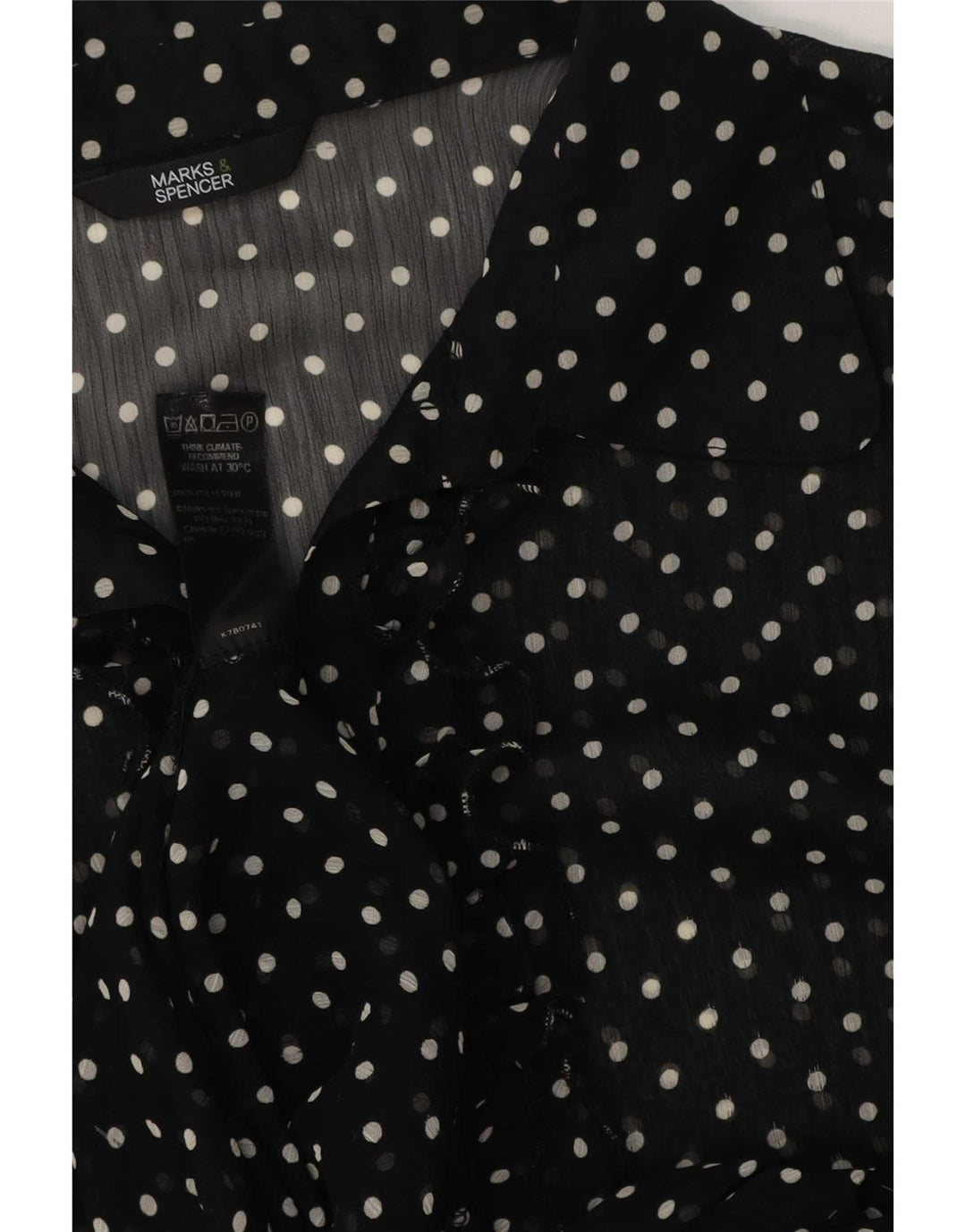 Marks & Spencer Dame Se Through A-Line Kjole UK 14 Medium Sort Plettet