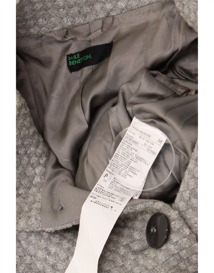 BENETTON Dame Crop 4-knaps kortærmet blazerjakke IT 38 XS Grå