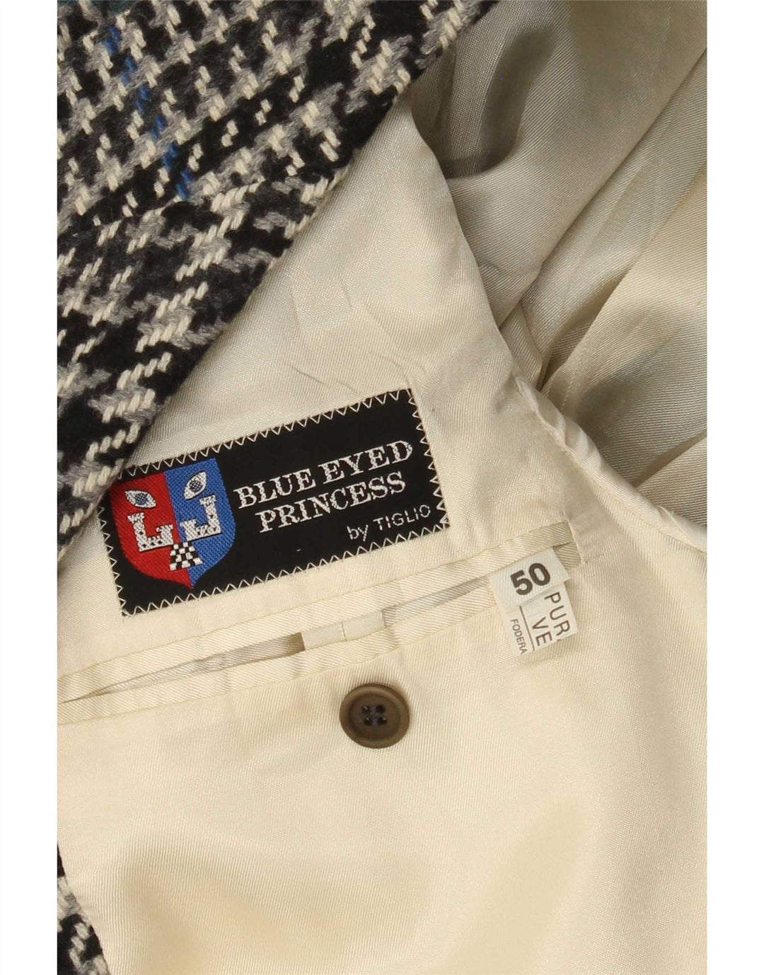 Tiglio Herre 2-knaps blazerjakke IT 50 Large Grå Houndstooth Virgin Wool