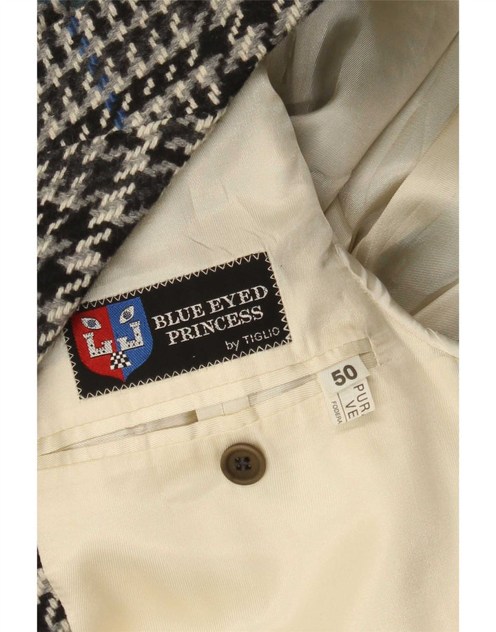 Tiglio Herre 2-knaps blazerjakke IT 50 Large Grå Houndstooth Virgin Wool