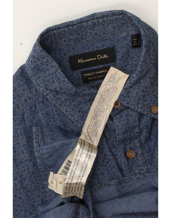 Massimo Dutti herreskjorte lille blå blomstret bomuld
