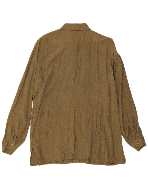 Leara kvinders abstrakt mønster bluse EU 42 Large Khaki Cupro