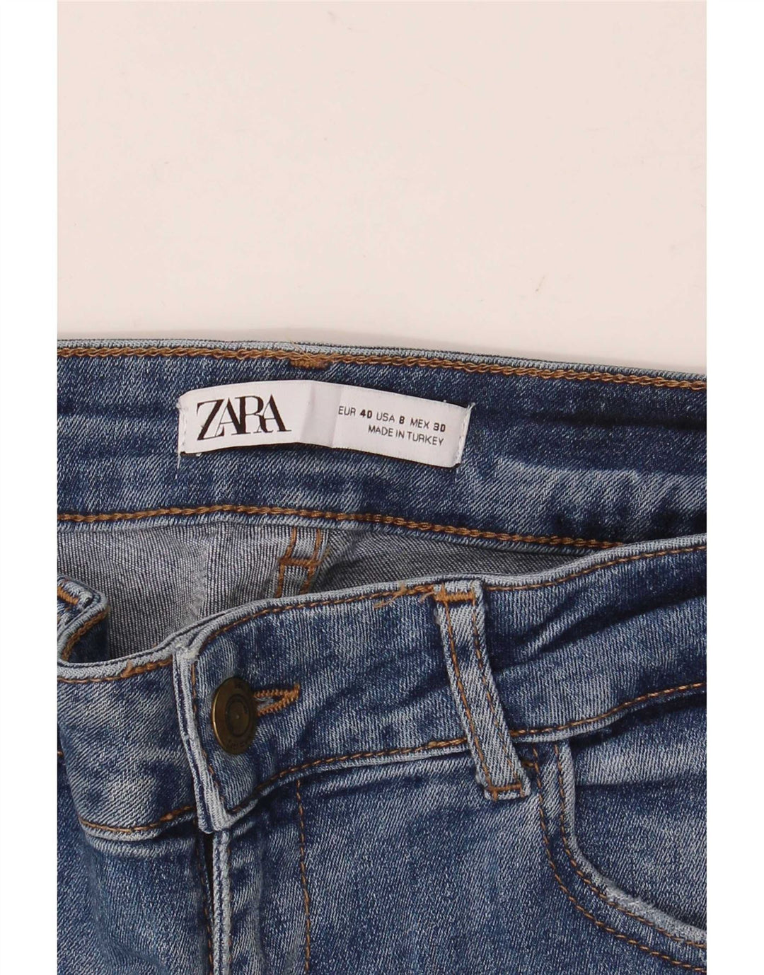 Zara Dame Grafiske Skinny Jeans EU 40 Medium W30 L28 Blå