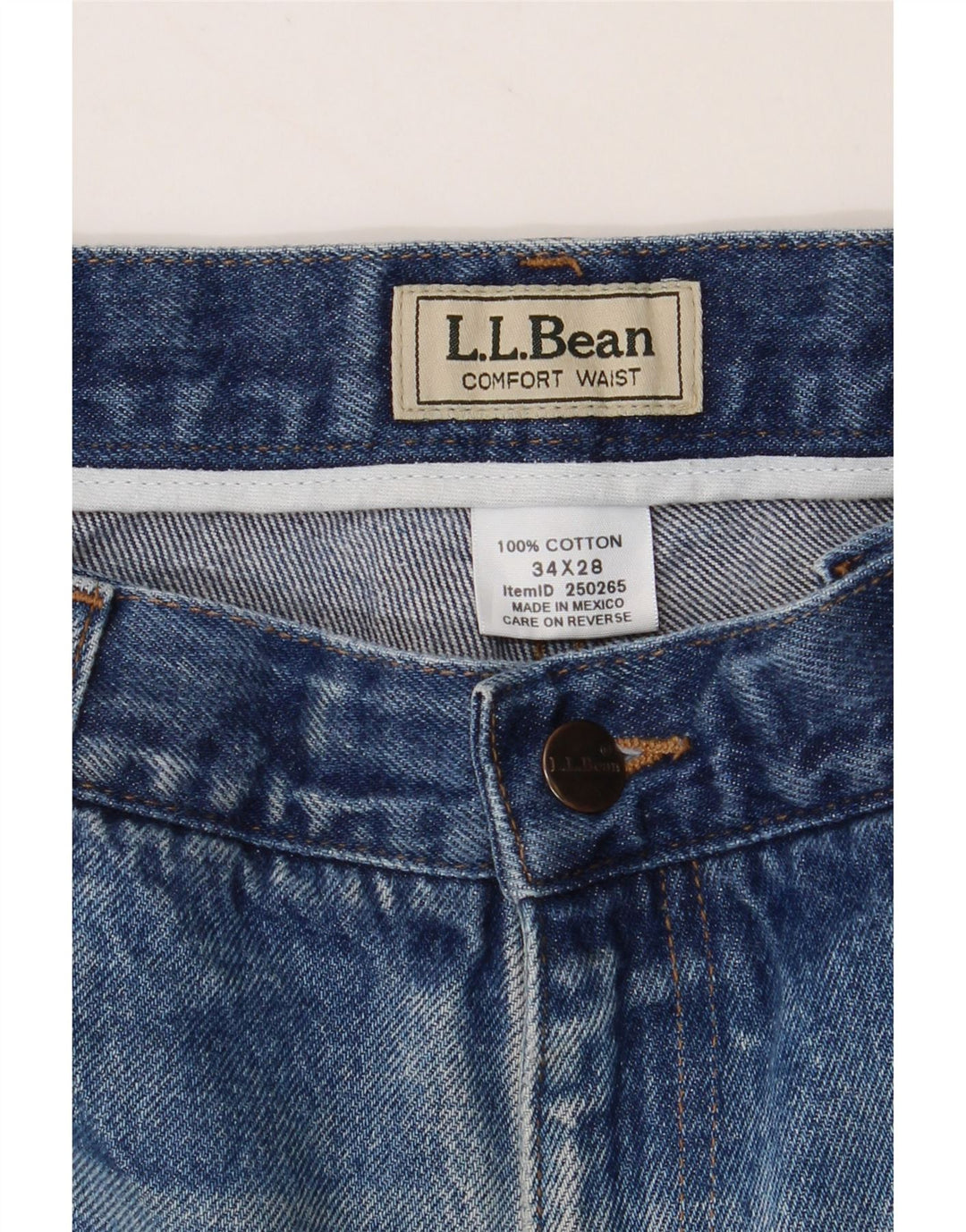 L.L.BEAN Mens Straight Jeans W34 L28 Blue Cotton Vintage L.L.Bean and Second-Hand L.L.Bean from Messina Hembry 