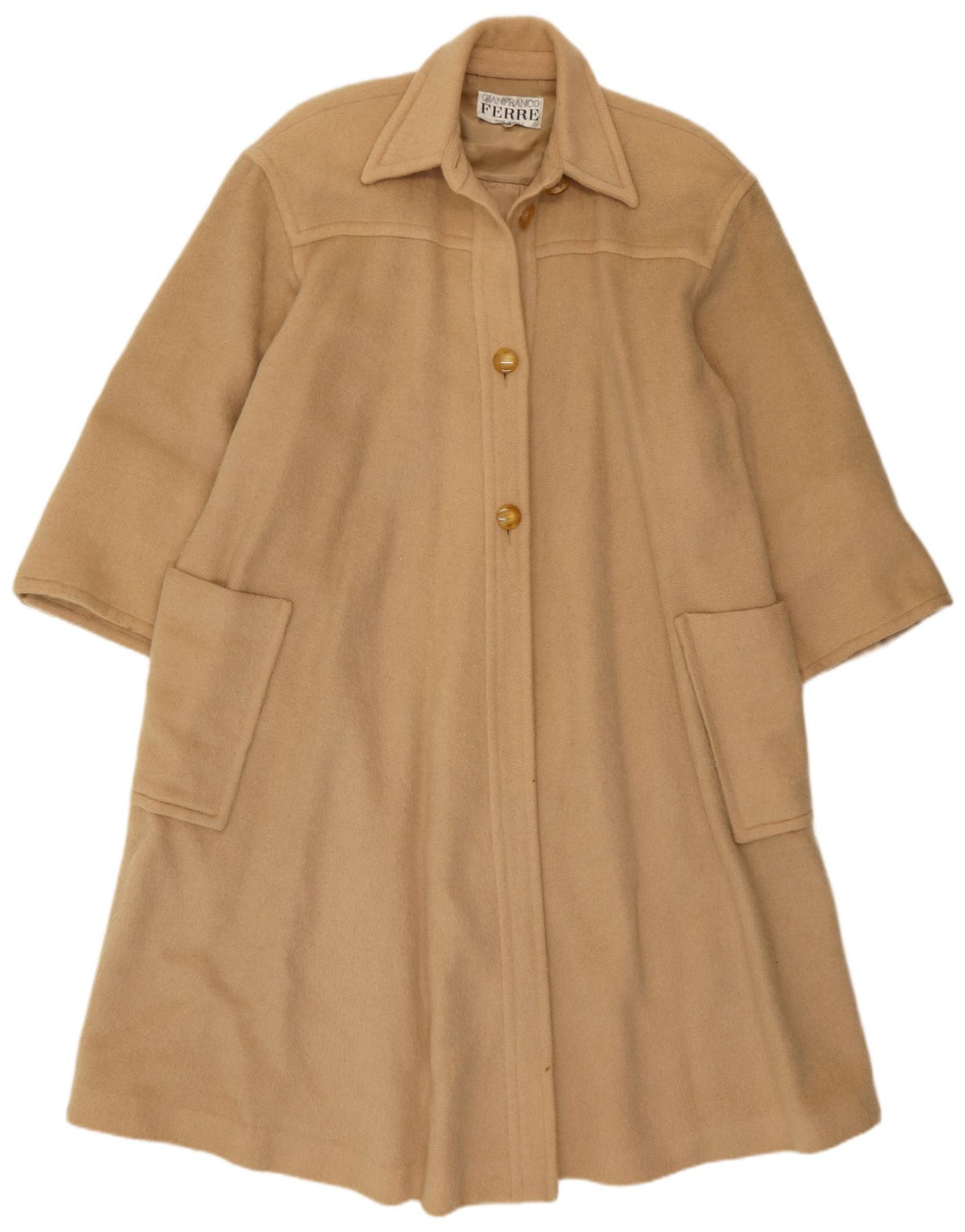 Gianfranco Ferre Dame Oversized Overfrakke IT 40 Small Beige