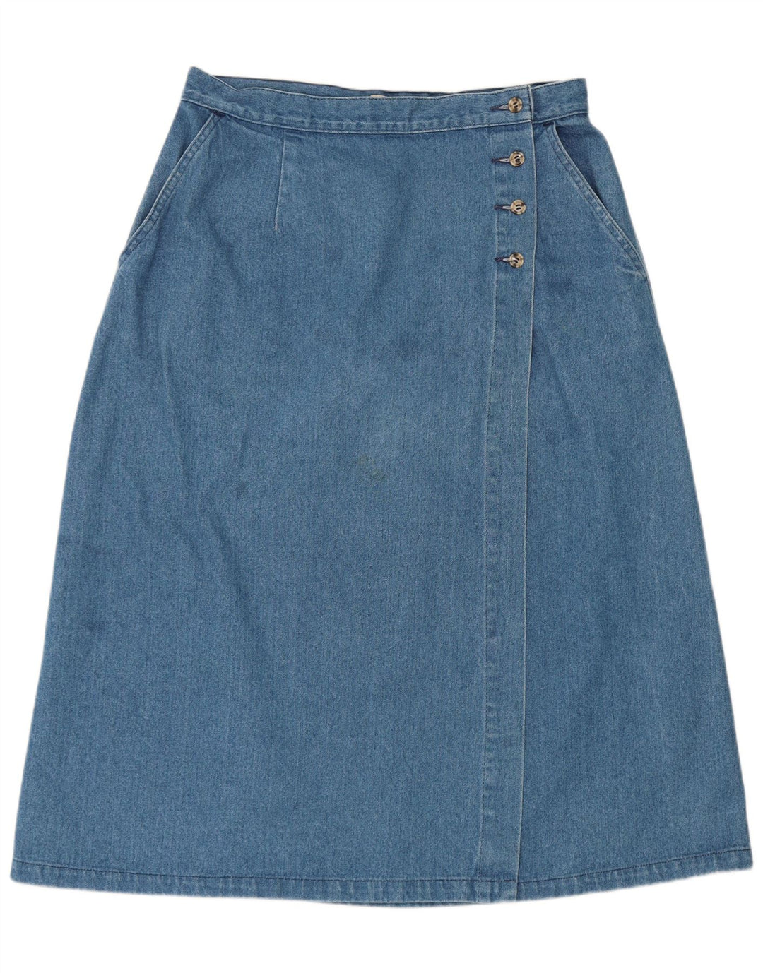 L.L.Bean Dame denim slå-om nederdel W32 Stor blå bomuld