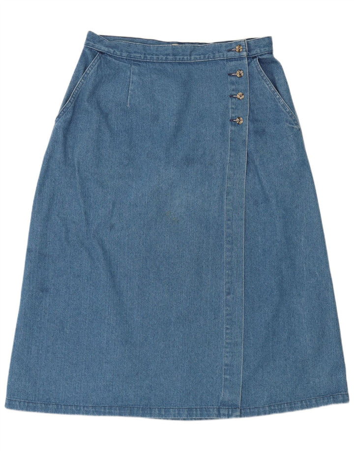 L.L.Bean Dame denim slå-om nederdel W32 Stor blå bomuld