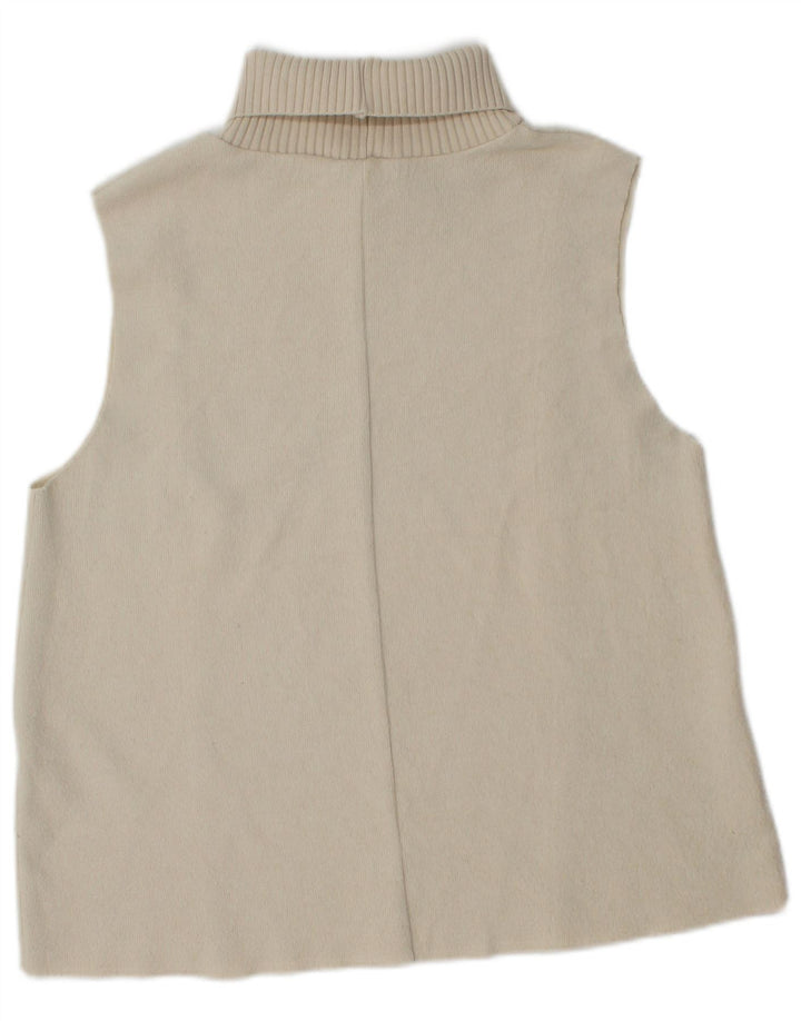 Zara Dame Roll Neck Vest Tank Top UK 14 Large Beige
