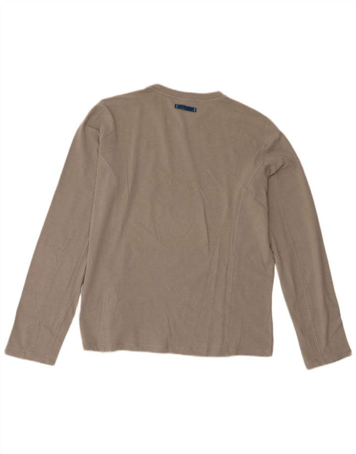 Trussardi Jeans Dame Grafisk Top Langærmet UK 14 Mellemgrå Bomuld