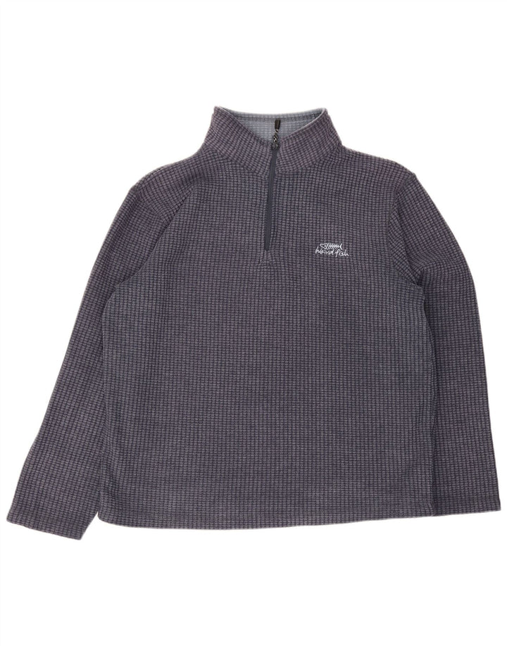Weird Fish Herre Zip Neck Fleece Jumper Large Navy Blue Polyester