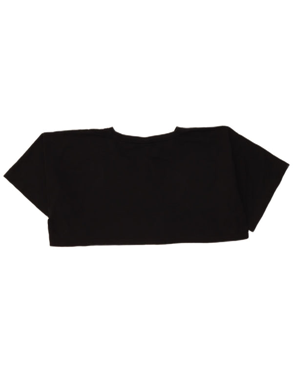 Champion Womens Crop Oversized grafisk T-shirt top UK 14 Medium Black