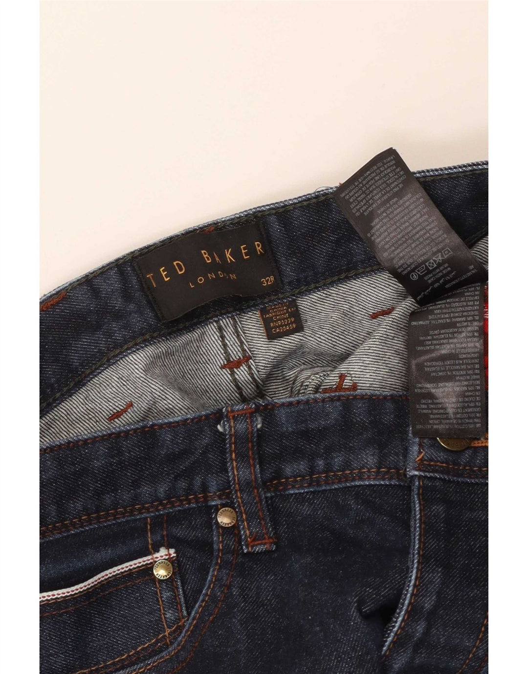 Ted Baker Straight Jeans til mænd W32 L31 Navy Blue Cotton