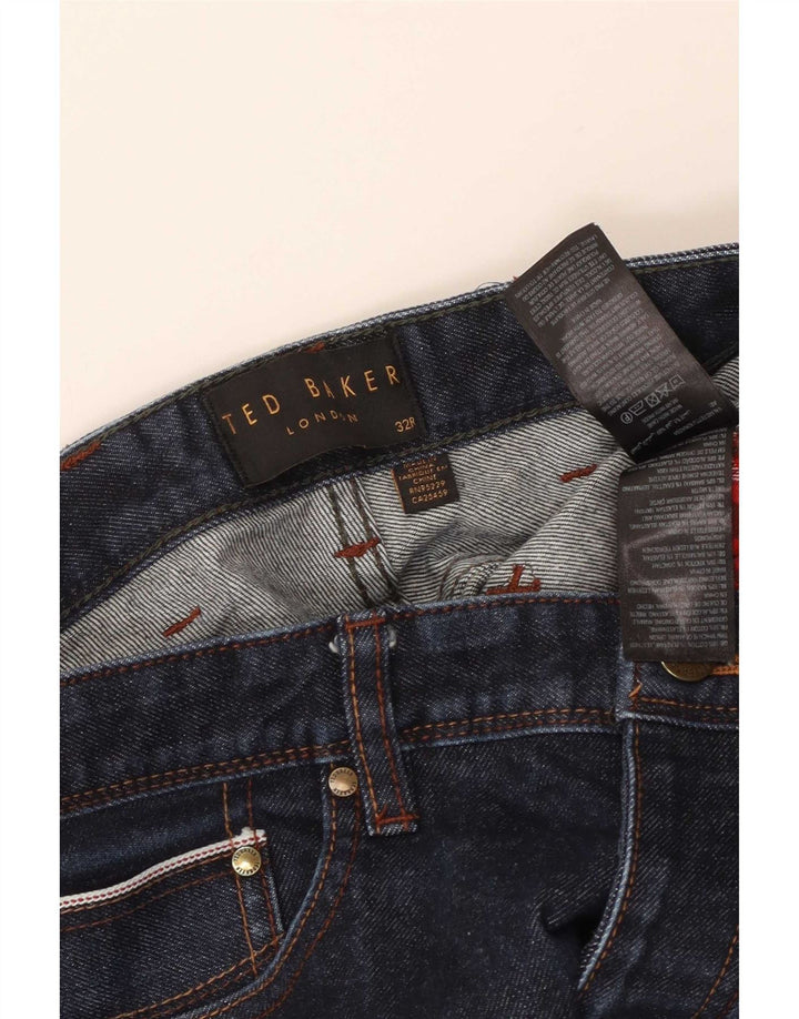 Ted Baker Straight Jeans til mænd W32 L31 Navy Blue Cotton
