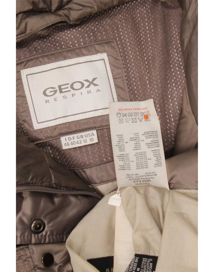 Geox Womens Respira hættepolstret jakke UK 12 Medium Grey Polyester