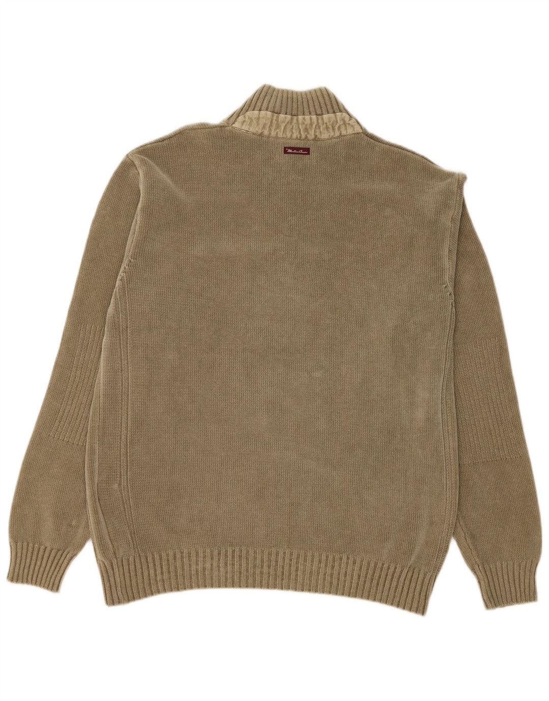 MARLBORO CLASSICS Herre Button Neck Jumper Sweater XL Khaki Bomuld
